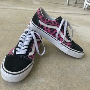 Womens pink cheetah print vans size 8